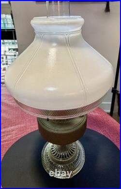 ALADDIN LAMP 1933 COLONIAL FONT & HOBNAIL SHADE MODEL B BURNER With NICKEL ACCENTS