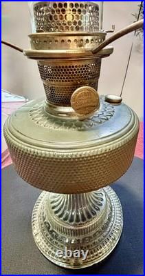 ALADDIN LAMP 1933 COLONIAL FONT & HOBNAIL SHADE MODEL B BURNER With NICKEL ACCENTS