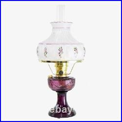 ALADDIN LAMP AMETHYST CRYSTAL LINCOLN DRAPE LAMP withBRASS HARDWARE & M752 SHADE