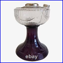 ALADDIN LAMP CLEAR over AMETHYST CRYSTAL LINCOLN DRAPE LAMP with NICKEL HARDWARE