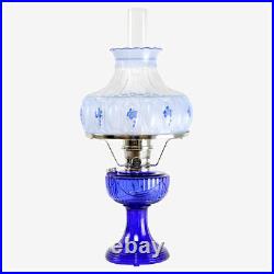 ALADDIN LAMP COBALT BLUE LINCOLN DRAPE LAMP with M753 SHADE and NICKEL HARDWARE