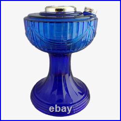 ALADDIN LAMP COBALT BLUE LINCOLN DRAPE LAMP with M753 SHADE and NICKEL HARDWARE