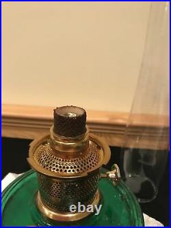ALADDIN LAMP GENIE III in Hunter Green CRYSTAL GLASS Number 23 burner Lox-on