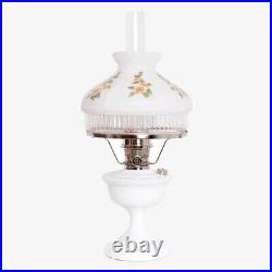 ALADDIN LAMP MILK GLASS ALEXANDRIA with BUTTERCUPS SHADE and NICKEL HARDWARE