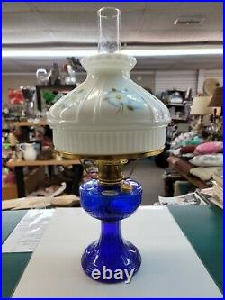 ALADDIN LAMP TALL LINCOLN DRAPE 1989 COBALT BLUE with SHADE Beautiful! 24 in tall