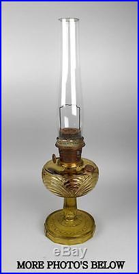 ALADDIN LIGHT AMBER MODEL B KEROSENE TABLE LAMP WITH CHIMNEY