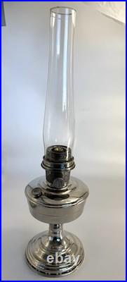 ALADDIN MANTLE LAMP CO. MODEL 12 KEROSENE LAMP Nickel Complete Tested