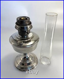 ALADDIN MANTLE LAMP CO. MODEL 12 KEROSENE LAMP Nickel Complete Tested