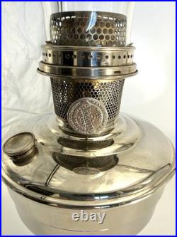 ALADDIN MANTLE LAMP CO. MODEL 12 KEROSENE LAMP Nickel Complete Tested