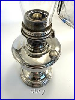 ALADDIN MANTLE LAMP CO. MODEL 12 KEROSENE LAMP Nickel Complete Tested