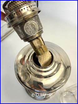 ALADDIN MANTLE LAMP CO. MODEL 12 KEROSENE LAMP Nickel Complete Tested