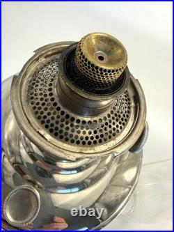 ALADDIN MANTLE LAMP CO. MODEL 12 KEROSENE LAMP Nickel Complete Tested