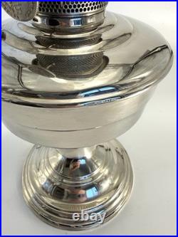 ALADDIN MANTLE LAMP CO. MODEL 12 KEROSENE LAMP Nickel Complete Tested