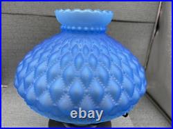 ALADDIN MODEL 12 BURNER OIL LAMP with BLUE DIAMOND QUILTED PATTERN ELECTRIFIED