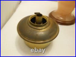 ALADDIN MODEL 12 PEACH / BROWN VENETIAN ART-CRAFT VASE OIL LAMP With ALADDIN SHADE