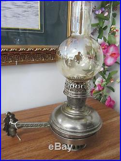 ALADDIN MODEL 6 NICKEL KEROSENE LAMP WITH WALL MOUNT BRACKET NOS