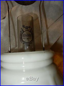 ALADDIN MODEL #9 KEROSENE OIL HANGING LAMP with 516 OPAL GLASS SHADE