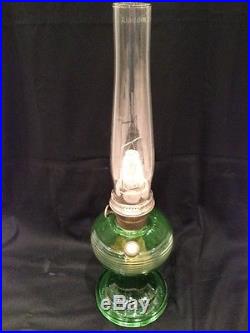 ALADDIN MODEL B GREEN GLASS KEROSENE MANTLE LAMP