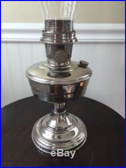 ALADDIN Model 12 Nickel Table Oil Lamp, 1928-35, Complete Working Condition