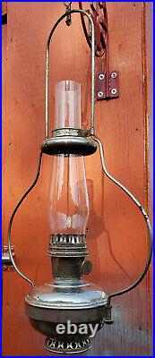 ALADDIN NO9 HANGING KEROSENE LAMP, SPARE WICK & CHIMNEY BOX MADE IN CANADA 1920s