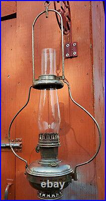 ALADDIN NO9 HANGING KEROSENE LAMP, SPARE WICK & CHIMNEY BOX MADE IN CANADA 1920s