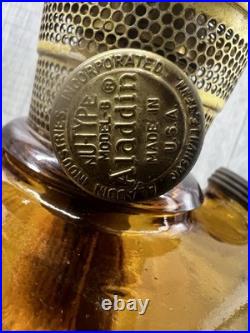 ALADDIN Nu-Type Model-B AMBER WASHINGTON DRAPE Oil Lamp Vintage