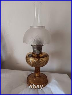 ALADDIN Nu-Type Model-B AMBER WASHINGTON DRAPE Oil Lamp Vintage withGlass Chimney