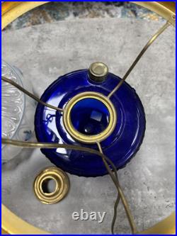 ALADDIN OIL LAMP COBALT BLUE LINCOLN DRAPE Electrified Shade