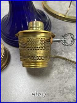 ALADDIN OIL LAMP COBALT BLUE LINCOLN DRAPE Electrified Shade
