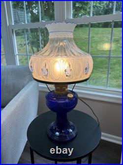 ALADDIN OIL LAMP COBALT BLUE LINCOLN DRAPE Electrified Shade