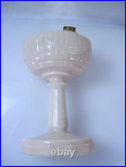 ALADDIN OIL LAMP WITH BURNER MODEL B TALL LINCOLN DRAPE FLESH PINK COLOR 1940's