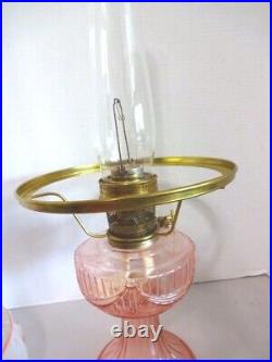 ALADDIN PINK LINCOLN DRAPE KEROSENE TABLE LAMP With ROSES SHADE 1988