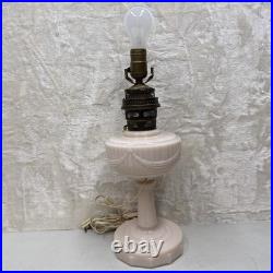 ALADDIN PINK LINCOLN DRAPE OIL LAMP MODEL B BURNER 17 Tall Converted Electric