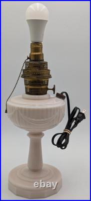 ALADDIN PINK LINCOLN DRAPE OIL LAMP MODEL B BURNER electrified