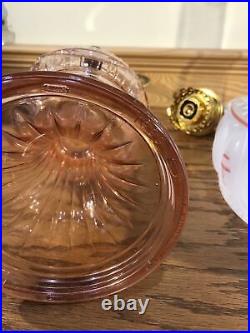 ALADDIN PINK SHORT LINCOLN DRAPE Painted Shade Oil Kerosene Table Lamp Light