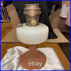 ALADDIN Pink foot & White Quilt Table Lamp Model B-91 B Burner c1937
