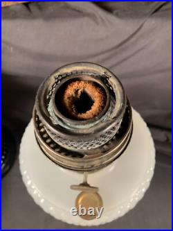 ALADDIN Pink foot & White Quilt Table Lamp Model B-91 B Burner c1937