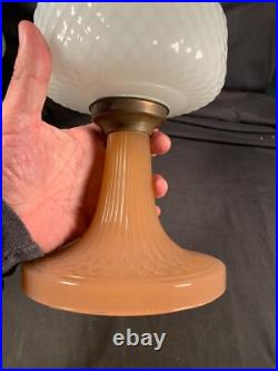 ALADDIN Pink foot & White Quilt Table Lamp Model B-91 B Burner c1937