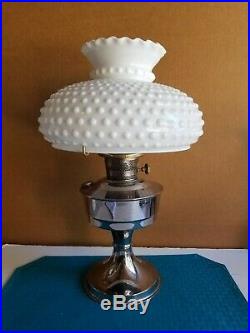 ALADDIN Polished Aluminum Kerosene Lamp with Model 23 Burner Milkglass Shade
