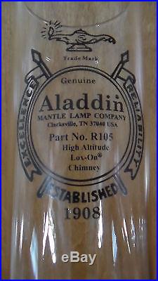 ALADDIN R105 HIGH ALTITUDE 15 1/2 LOX ON LOXON GLASS OIL KEROSENE LAMP CHIMNEY