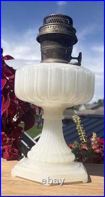 ALADDIN Solid White Moonstone Fluted Pedestal Corinthian Table Lamp Model B NICE