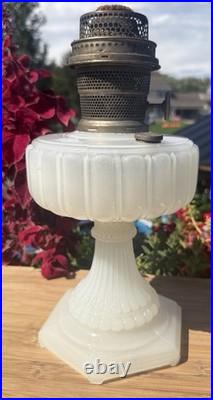 ALADDIN Solid White Moonstone Fluted Pedestal Corinthian Table Lamp Model B NICE