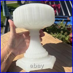 ALADDIN Solid White Moonstone Fluted Pedestal Corinthian Table Lamp Model B NICE ALADDIN Solid White Moonstone Fluted Pedestal Corinthian Table Lamp Model B NICE