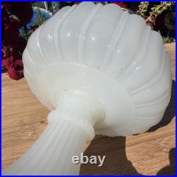 ALADDIN Solid White Moonstone Fluted Pedestal Corinthian Table Lamp Model B NICE