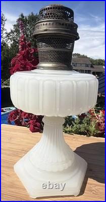 ALADDIN Solid White Moonstone Fluted Pedestal Corinthian Table Lamp Model B NICE