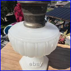 ALADDIN Solid White Moonstone Fluted Pedestal Corinthian Table Lamp Model B NICE