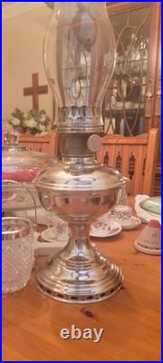 ALADDIN Table Oil Kerosene Lamp Nickel Model No. 11 Chicago USA Vintage Working