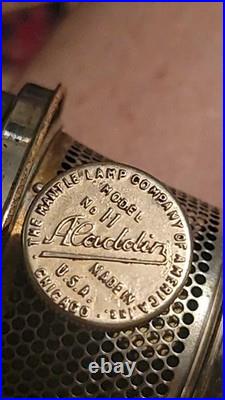ALADDIN Table Oil Kerosene Lamp Nickel Model No. 11 Chicago USA Vintage Working