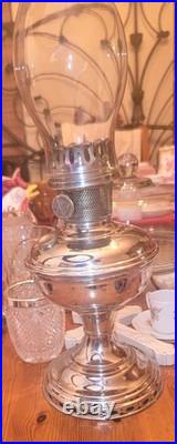 ALADDIN Table Oil Kerosene Lamp Nickel Model No. 11 Chicago USA Vintage Working