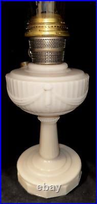 ALADDIN Tall Lincoln Drape Oil Kerosene Lamp Alacite Glass + Model C Burner Wick